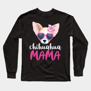 Chihuahua Mama Cute Dog Mom Watercolor Graphic Long Sleeve T-Shirt